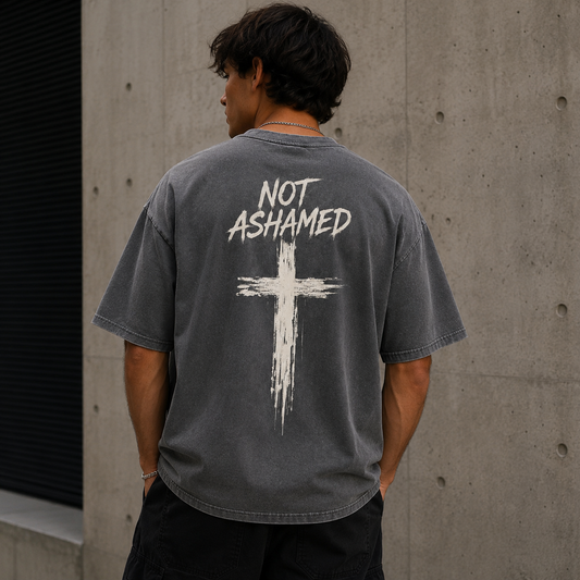 Not Ashamed | Black Washed Oversized Tee